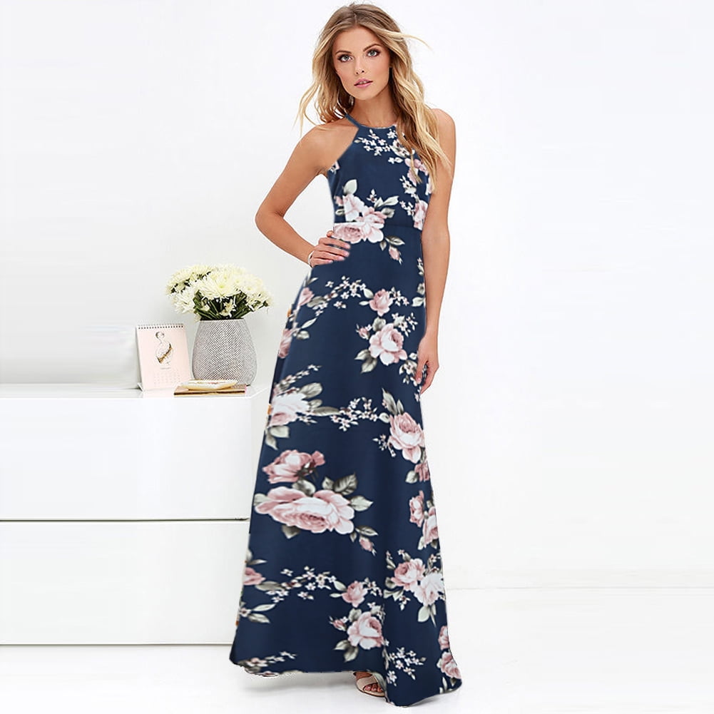 halter neck summer maxi dress