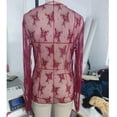 thumbnail image 1 of Top transparente de malla de manga larga, manga larga de encaje para mujer Top sin forro de encaje para mujer Blusa transparente de encaje de manga larga Claridad notable, 1 of 3