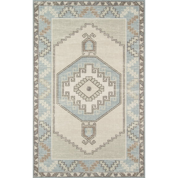 Momeni Traditional Rectangle Area Rug, Light Blue, 5'3" X 7'6"
