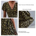 thumbnail image 3 of Floral Printed Wrap Dress Floral Printed V Neck Wrap Dress Floral Wrap Dress Summer Wrap V Neck Dress Women Floral Wrap Dress V Neck Waist Belted Ruffle Sleeve Asymmetrical Hem ANGGREK Negro XXL, 3 of 6