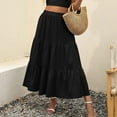 thumbnail image 2 of Vedolay Long Skirt Women's Solid Flared Lightweight Elastic Waist Classic Midi Skirt,Black M, 2 of 4