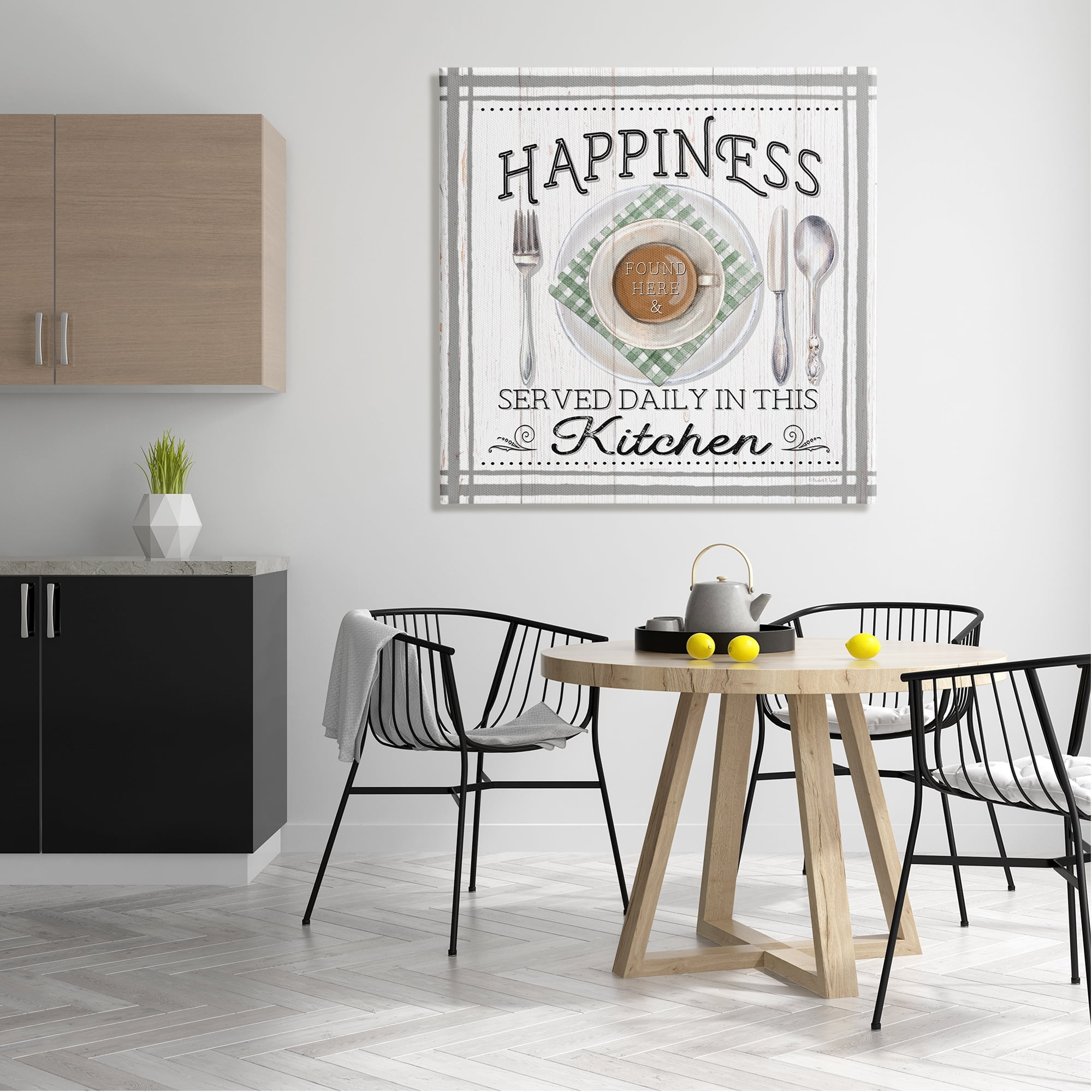 Stupell Industries Happiness Served in Kitchen Food & Beverage Painting Gallery Wrapped Canvas Art Print Wall Art, 36 x 36