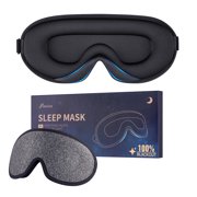 Finvizo Eye Sleep Mask: Soft Foam 3D Cutout 100% Blackout for Side Sleeper with Adjustable Elastic Strap for Travel Yoga Nap, Night Blindfold Eye Shade Cover, Grey