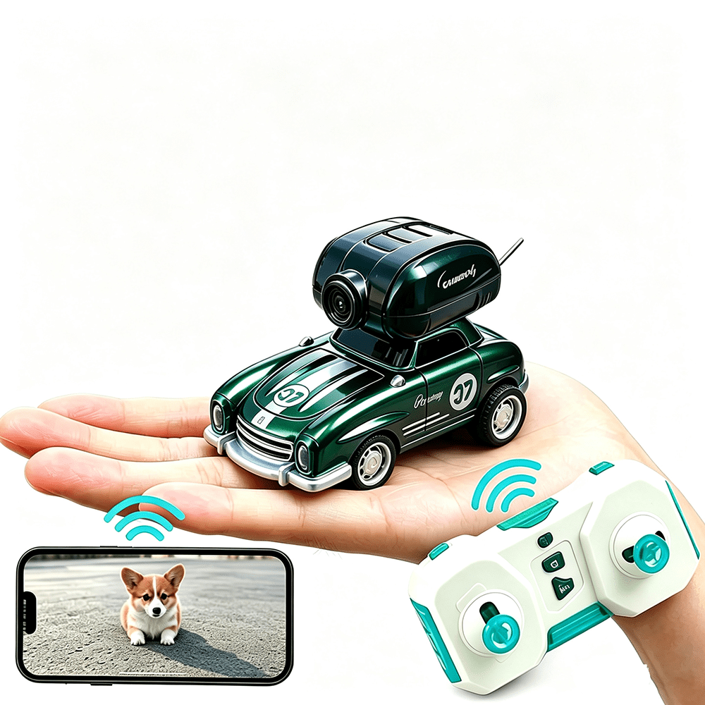 CONUSEA Mini RC Car with Camera, 1:46 FPV Remote Control Racing Car with Real-Time View, 50 Mins Playtime, Gift for Kids Ages 6+, Green