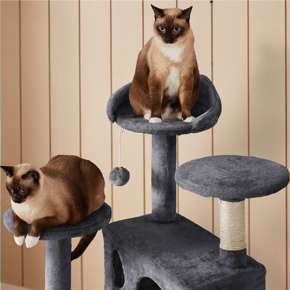 Alden Design 54.5" Double Condo Cat Tree, Dark Gray photo 5