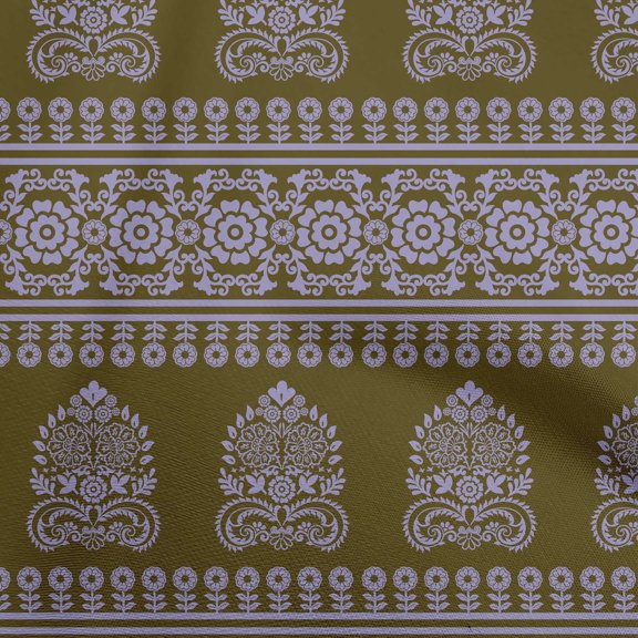 oneOone Georgette Viscose Dark Olive Green Fabric Asian Block Fabric For Sewing Printed Craft Fabric By The Yard 42 Inch Wide