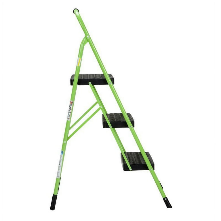 COSCO 3 Step Big Step Folding Step Stool with Rubber Hand Grip Green