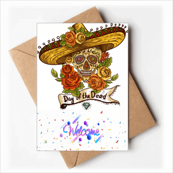Sombrero Suger l Mexico Day of the Dead Welcome Back Greeting Cards Envelopes Blank
