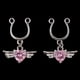 thumbnail image 2 of 2Pcs Crystal Heart Dangle Nipplering de acero inoxidable No piercing Rosa Rosado SM SunniMix Anillo falso del perno prisionero del pezón, 2 of 8