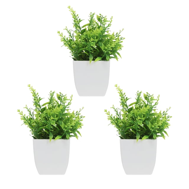 Bonsái artificial de 3 piezas, plantas falsas para decoración de interiores, pequeñas plantas artificiales para escritorio, plantas verdes realistas, decoración artificial