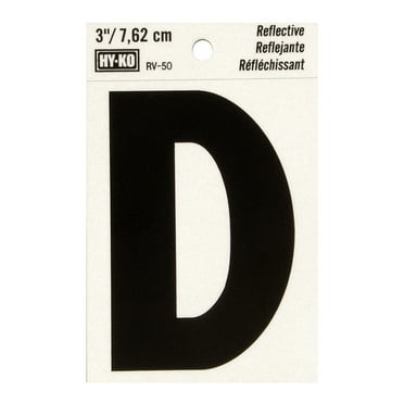 Hy-Ko 3 inch Reflective Vinyl Letter D, Self-Adhesive Sticker, Weather-Resistant