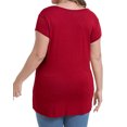 thumbnail image 2 of Gocolloa Plus Size Tops for Women Basic Cap Sleeve V Neck T Shirts Summer Casual Loose Dressy Tunic Wine Red 2X, 2 of 6