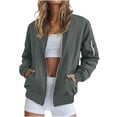 thumbnail image 2 of RongHuan Jacket for Womens Casual Zip Up Ribbed Long Sleeve Fall Coat Lightweight Bomber Jackets with Pockets, 2 of 7