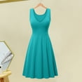 thumbnail image 4 of Xioeram Summer Women Dress V Neck Sleeveless A-line Loose Hem Big Swing Pure Color High Waist OL Commute Casual Homewear Vest Type Midi Dress, 4 of 8