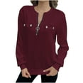 thumbnail image 2 of Antinious Womens Half Zip Cropped Pullover Solid Twisted Long Sleeve Casual Tops,Winter Sweatshirt for Women,Going Out Tops for Women,Wine,M, 2 of 5