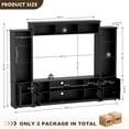 thumbnail image 5 of MEISSALIVVE 4 Piece Wall Unit TV Stand with LED Lights, Modern Entertainment Center with Bookshelf, Wine Cabinet, Display Storage, Fits 70" TVs, Black, 5 of 8