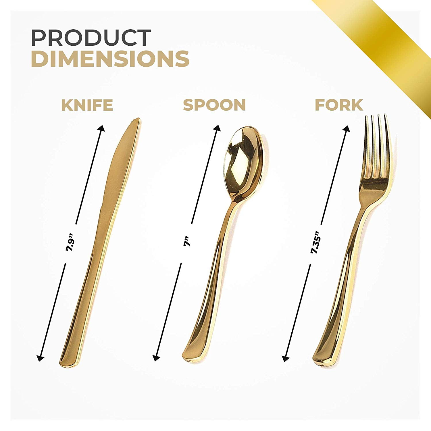 Gold Plastic Silverware Set (160 Bulk Pack) Disposable Cutlery Utensils, 80 Gold Forks, 40 Gold Knives, 40 Gold Spoons, Heavy Duty Flatware For Holidays, Parties, Dinners, Weddings, and Occasions
