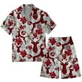 thumbnail image 2 of JIANJIA Mens Pajama Sets Christmas Print Silk Satin Lapel Short Sleeve Button Up Tops With Shorts Two Piece Underwear Sleepwear, 2 of 4