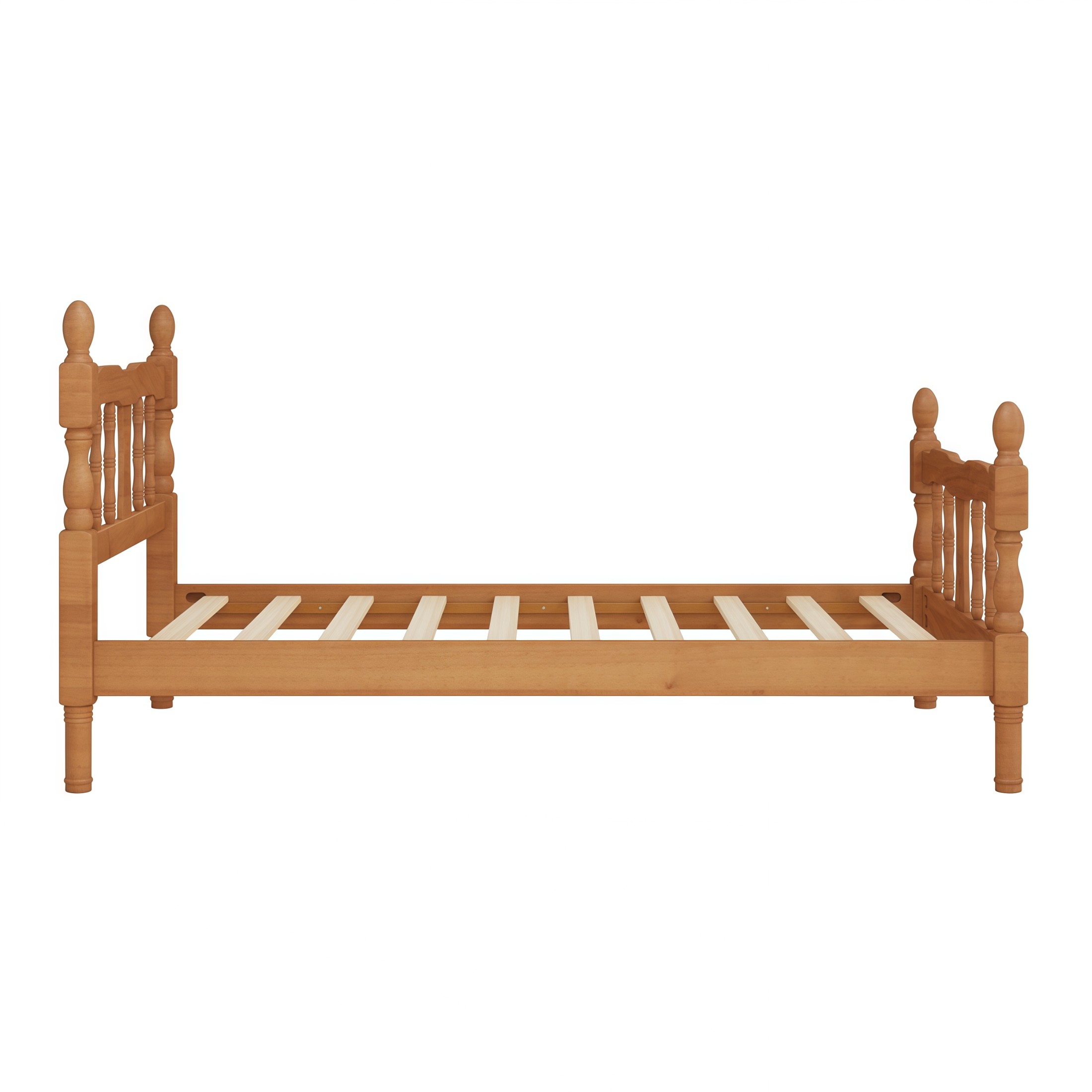 GDF Studio Betty Twin Size Wooden Platform Bed Frame with Spindle Headboard, Traditional Farmhouse Style, Walnut