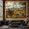 thumbnail image 6 of Highland Cow Saddle on Fence Meadow Landscape Painting, Serene Rustic for Farmhouse Enthusiasts, Country Home Decor Art, Birthday Gift Tapestry Wall Hanging for Bedroom and Living Room, 6 of 7