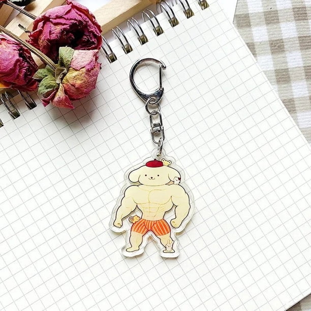 LLavero de la Serie de músculos Sanrio de Hello Kitty, divertido Anime Kawaii Kuromi Cinnamonroll, Fitness Hunk, bolso colgante, regalo de juguete para pareja
