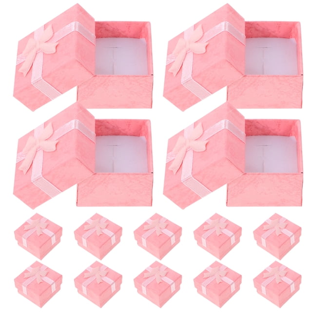 24 organizadores de joyas, cajas de regalo para guardar pendientes, pulseras y collares (rosa)