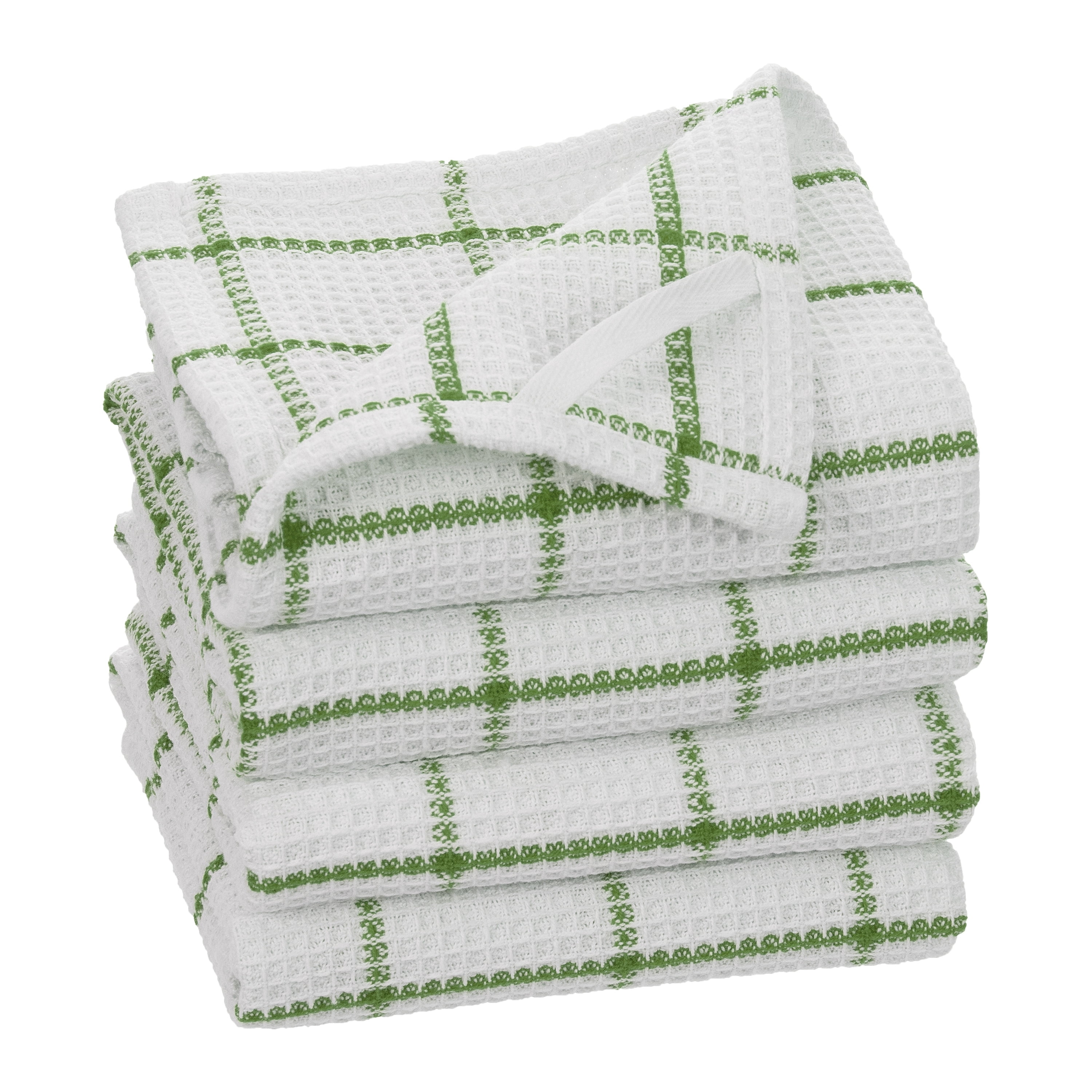 Fabstyles  Solo Waffle Cotton Kitchen Towel Set of 4 - 18x28 Red