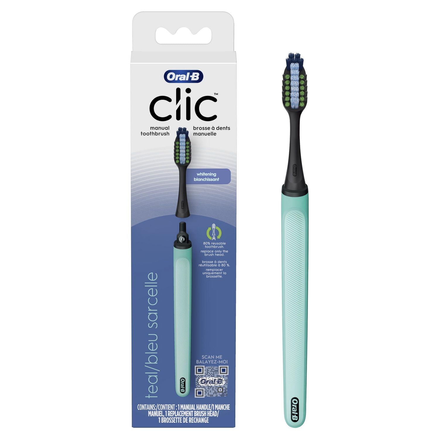 Oral-B Clic Manual Toothbrush, Teal - Walmart.ca
