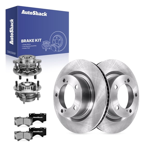 AutoShack Front Vented Brake Rotors   Ceramic Pads   Hub Bearing Assembly 8-PC Brake Kit Replacement for 2007-2018 Toyota Tundra 2008-2018 Toyota Sequoia 13.9" (353 mm)