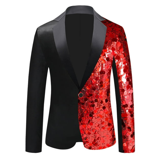 Tenues Rouges pour Homme Automne Hiver Travail Bureau Élégantes à Paillettes Scintillantes Vestes Blazers Tenue Hommes 2025 Vêtements TG