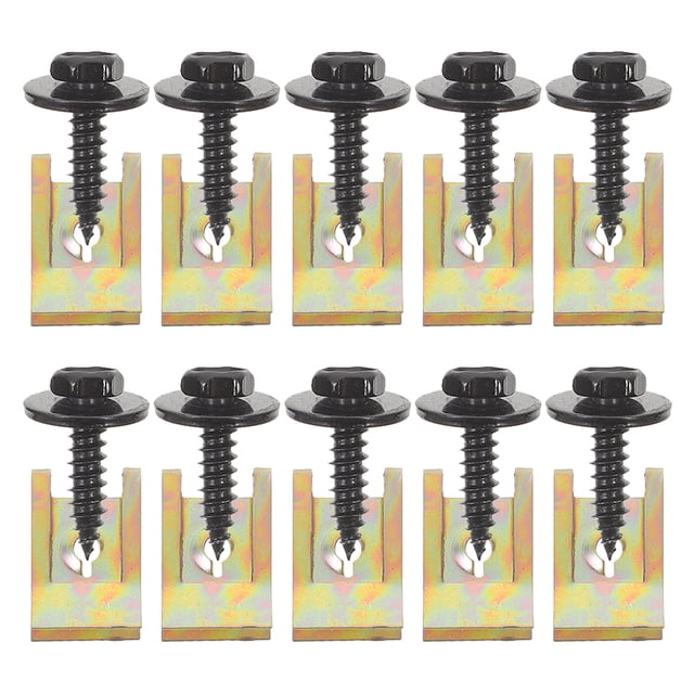 10 Sets Spring Type U Clip Nuts and Screws Automotive U Type Speed Nut and Screw Assortment Kit Replacement Bumper Interior Trim