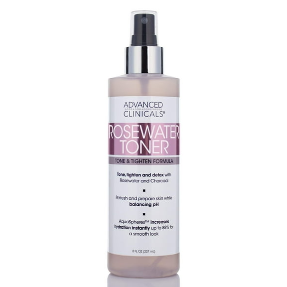 Advanced Clinicals Rosewater Face Toner for Hydration and Toning. 8 fl oz