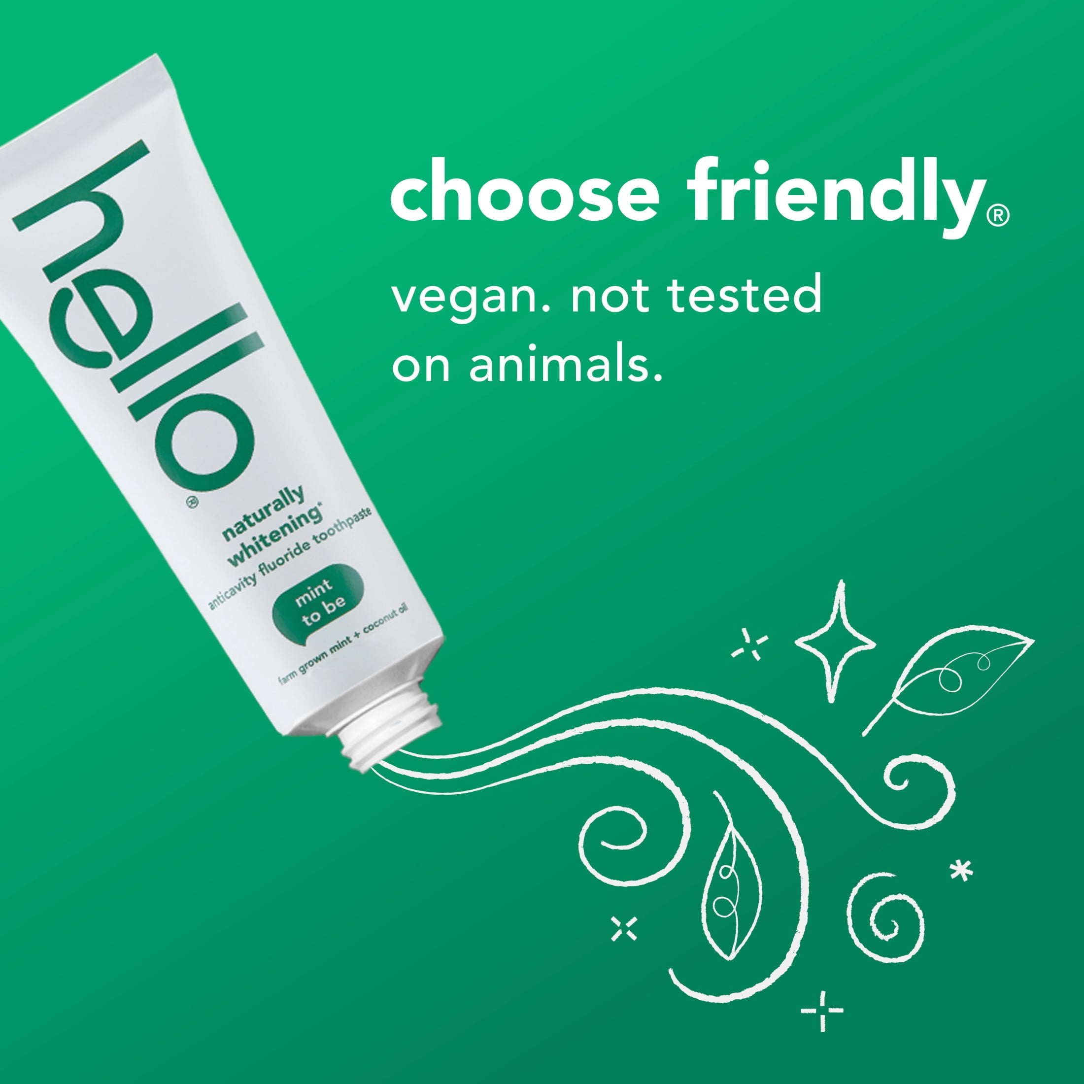 hello Naturally Whitening Anticavity Fluoride Toothpaste, Mint, 5 Oz