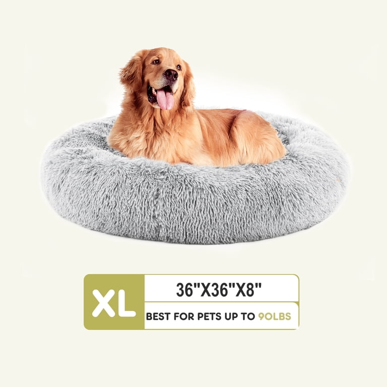 CONCETTA Fluffy Donut Dog Bed, Large, Gray photo 3