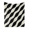 thumbnail image 1 of Stripe Soft Flannel Fleece Blanket, Retro Art Inspired Monochromatic Illustration with Wavy Lines Pattern, Cozy Plush for Indoor and Outdoor Use, 60" x 80", Charcoal Grey and Ivory, by Ambesonne, 1 of 6