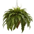 thumbnail image 2 of Nearly Natural Plastic 26" Giant Boston Fern Artificial Plant with Hanging Basket, Green, 2 of 2