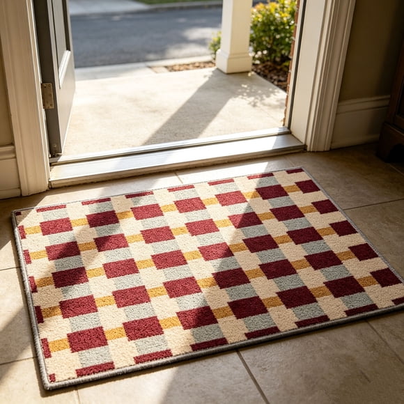 EQWLJWE Door Mats for Home Entrance,Door Rug Mat for Front Door,Checkerboard Area Rug Washable Non Low Pile Entryway Rug Soft Geometric Checkered Floor Mat for Kitchen Hallway Bedroom Indoor Decor