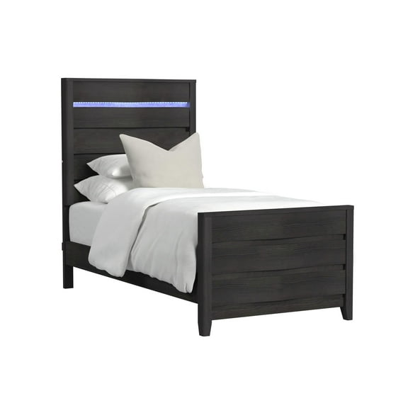 Picket House Furnishings Chett Twin Bed with LED in Black
