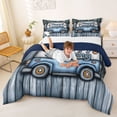 thumbnail image 3 of Catabedysis Cartoon Camping Full Size Comforter Sets,Happy Camping Camper Print Bedding Comforter Set For Boys,Multicolor,Navy Blue Reversible,3 Pieces,1 Comforter and 2 Pillowcases, 3 of 7