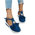 thumbnail image 4 of Lovskoo 2024 Women's Platform Shoes Round Toe Flat Pumps Thick Sole Buckle Strap Casual Beach Shoes Blue, 4 of 8