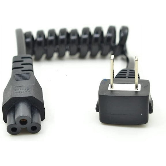 Toptekits 1-15P to C5, NEMA1-15P Angeld to IEC320 C5 Retractable Spring AC Power Cord,2-Pin US Plug 2-Pole 90 Degree to IEC 60320 C5 3-Prong AC Power Cord 10-30cm (1-15P Angled to C5 Retractable)