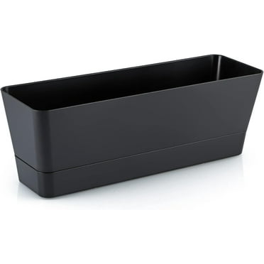 12x3.8x4.6In Vegetable Planters,Rectangular Plastic Planter for Indoor and Outdoor,Durable Black Flower Window Box for Indoor,Outdoor Plants