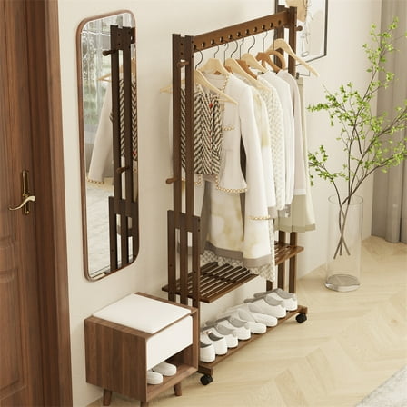 BENJM Rolling Clothing Rack Clothes Rack Stand Clothing Hanging Rail Rolling Coat Stand with Wheels