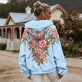 thumbnail image 5 of Womens Plus Size Graphic Hoodies Trendy Floral Printed Hooded Sweatshirts Ladies Loose Fit Pullovers Fall Long Sleeve Tops Y_Blue M, 5 of 7
