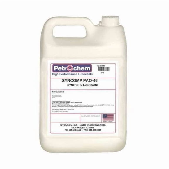 Petrochem Compressor Oil,1 gal, Jug, 15 SAE Grade SYNCOMP PAO-46-001