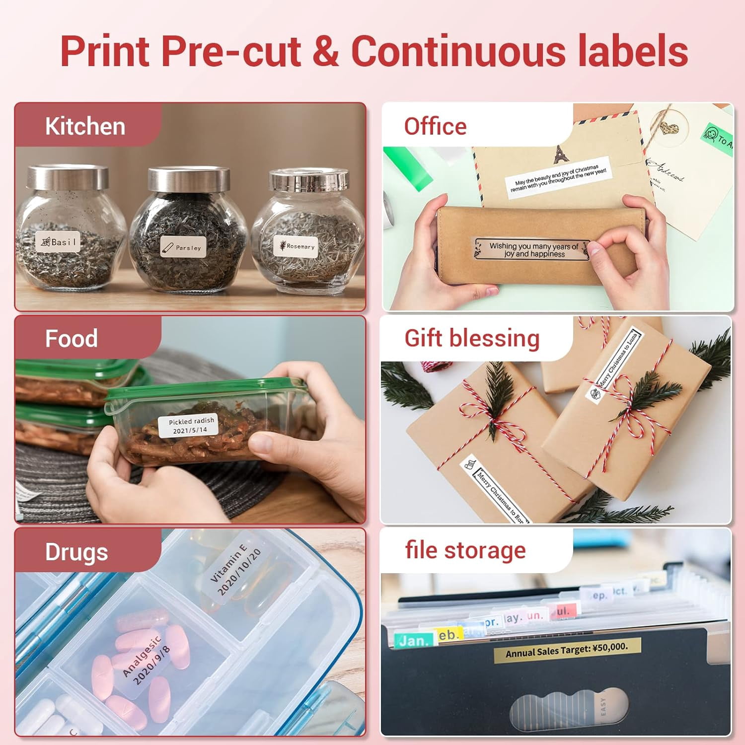 Phomemo Q30S Simplify Labeling with the Bluetooth Mini Label Maker Machine - Perfect for Office, Home, and Organizing - Includes 1 Rolls of Label Tape - Multiple Templates and Easy-to-Use (Pink)