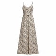 thumbnail image 7 of Vynhevius Women's Striped Print Cami Jumpsuit V Neck High Waist Wide Leg Pockets One Piece, 7 of 7