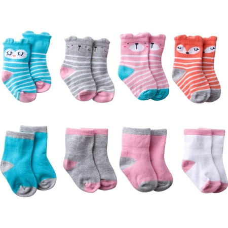 Gerber Wiggle-Proof Jersey Ankle Bootie Socks, 8-pack (Baby