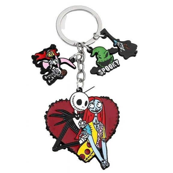 Nightmare Before Christmas Jack and Sally Themed Multi Charm Keychain Keyring
