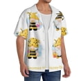 thumbnail image 2 of Balery Gnomes Honey Bee Camisa Casual de Manga Corta con Botones para Hombre, Texturizada, Estilo Cubano, para Playa, Verano-XX-Large, 2 of 5